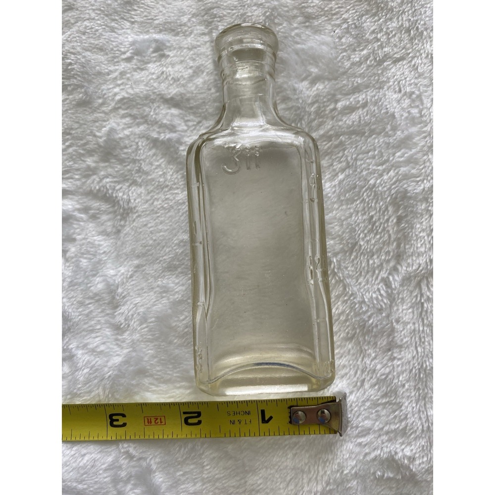 Vintage Owens 3iii Clear Glass Medicine Bottle Graduated Measurements Apothecary - Picture 2 of 6